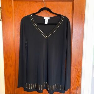Black Studded Top by Carmen Marc Valvo